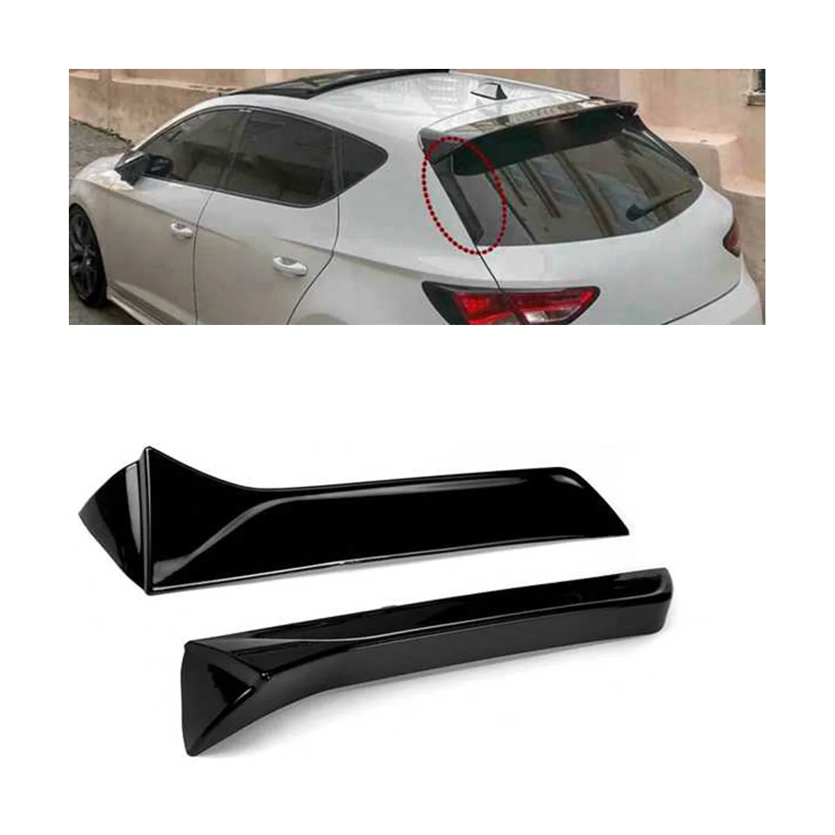 For Bright Black Vertical Rear Window Side Spoiler Wing for 2013-2021 Auto Rear Window Mirror Tail