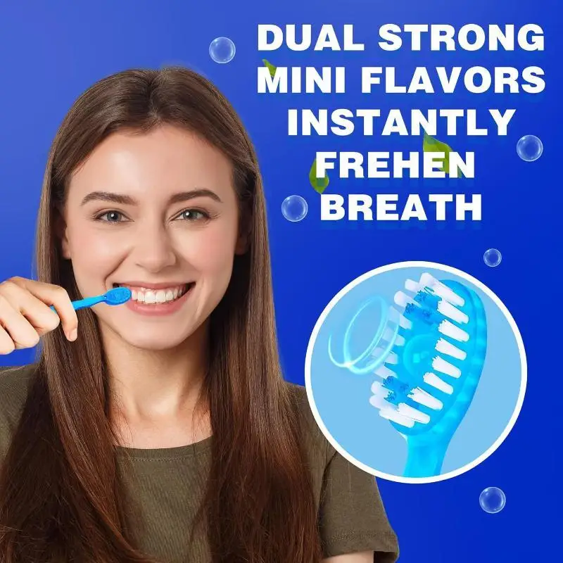 12Pcs Disposable Toothbrush Exploded Beads Cleaning Toothbrush Portable Travel Tooth Brush With Dental Floss Tongue Scraper