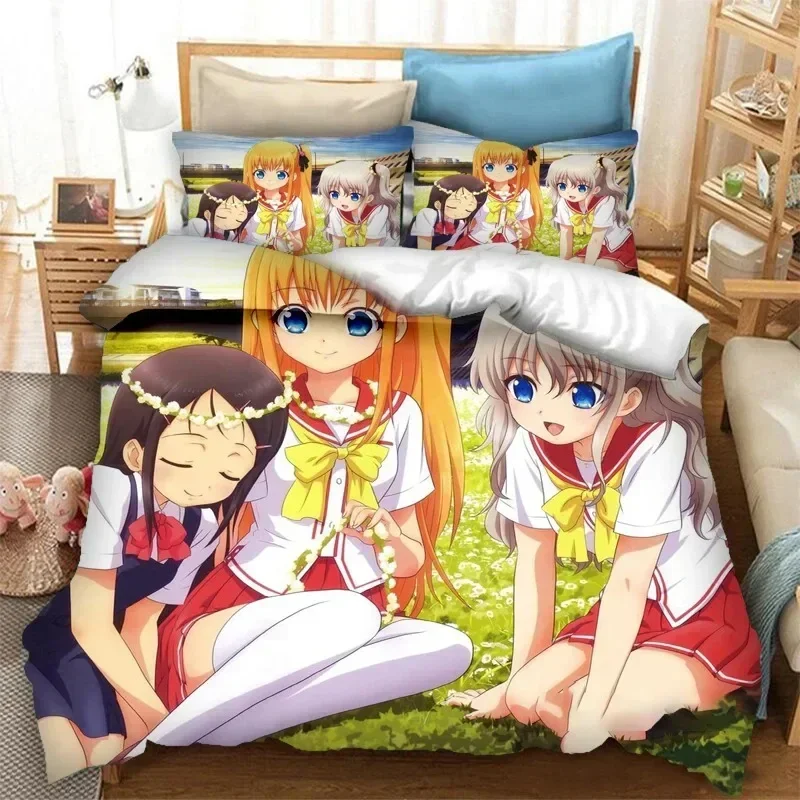 

3D Anime Charlotte Tomori Nao Bedding Set Duvet Cover Sheet Printed Bed Set Pillowcase Full Queen King Size Comforter Bedroom
