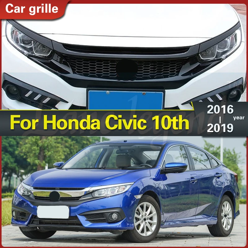 

Modified for CIVIC Front Grill for CIVIC 10th Gen 2016 2017 2018 2019 Front Bumper Mesh Racing Grill Grills Grille for Trims