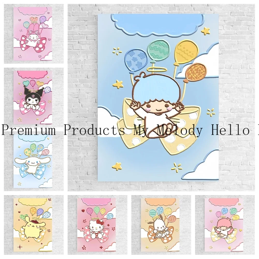 Sanrio Anime Cartoon Hello Kitty Kitty Poster Wall Art Canvas Painting Prints Pictures for Nursery Kids Girl Room Decor Cuadros