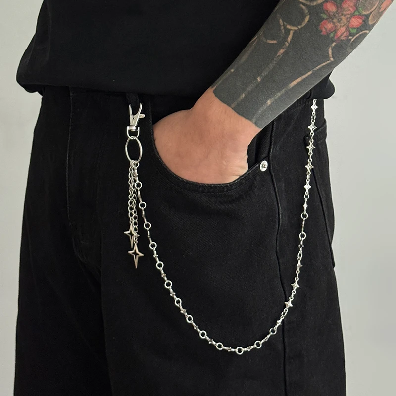 1pcs HipHop Goth Creative Pendant Keychain Waist Belt Men Women Vintage Trouser Hipster Jeans Chain Jewelry