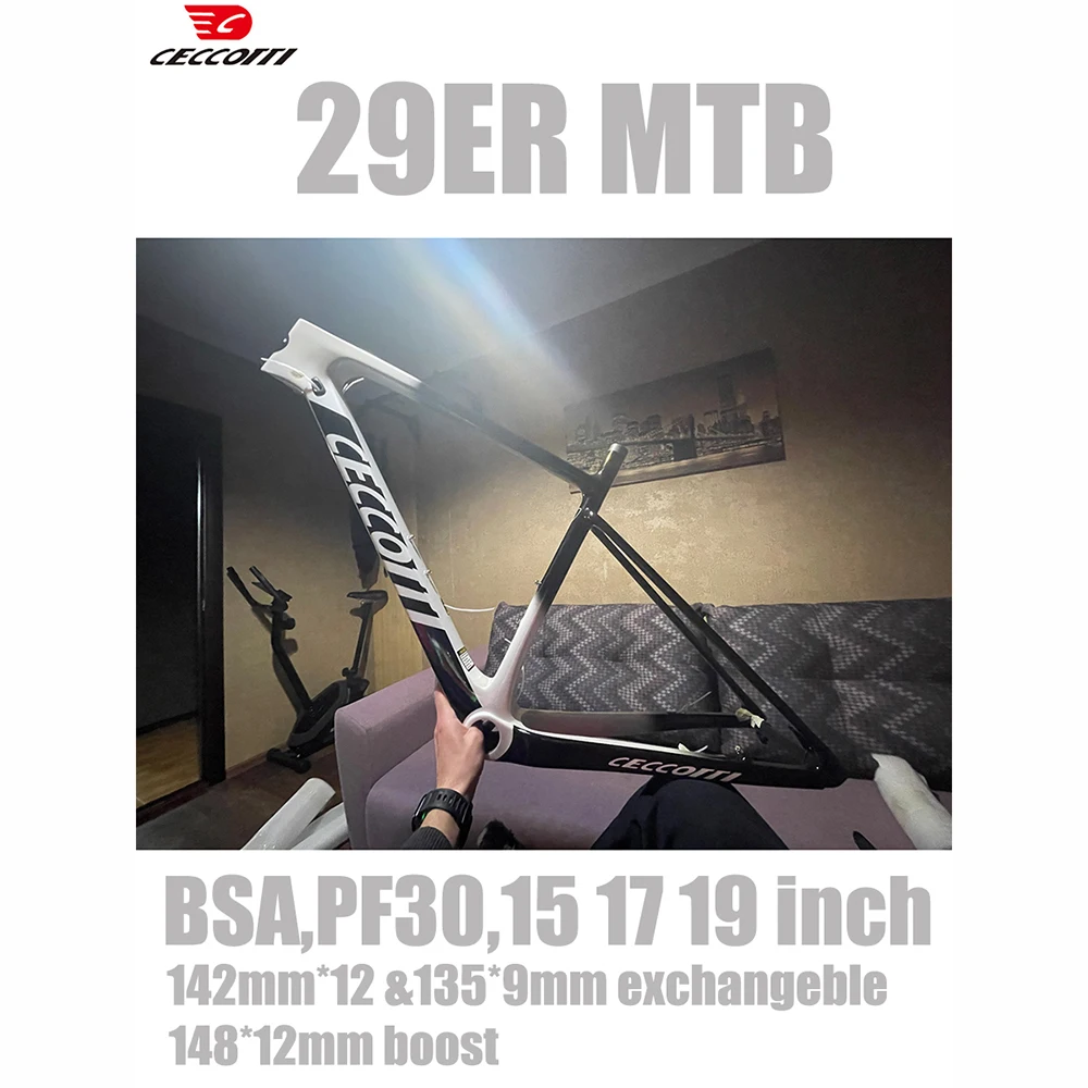 T1000 Full Carbon Hardtail Bike Frame 29er XC Race MTB Frameset Super Lightweight Boost 148*12mm BSA Bottom Bracket