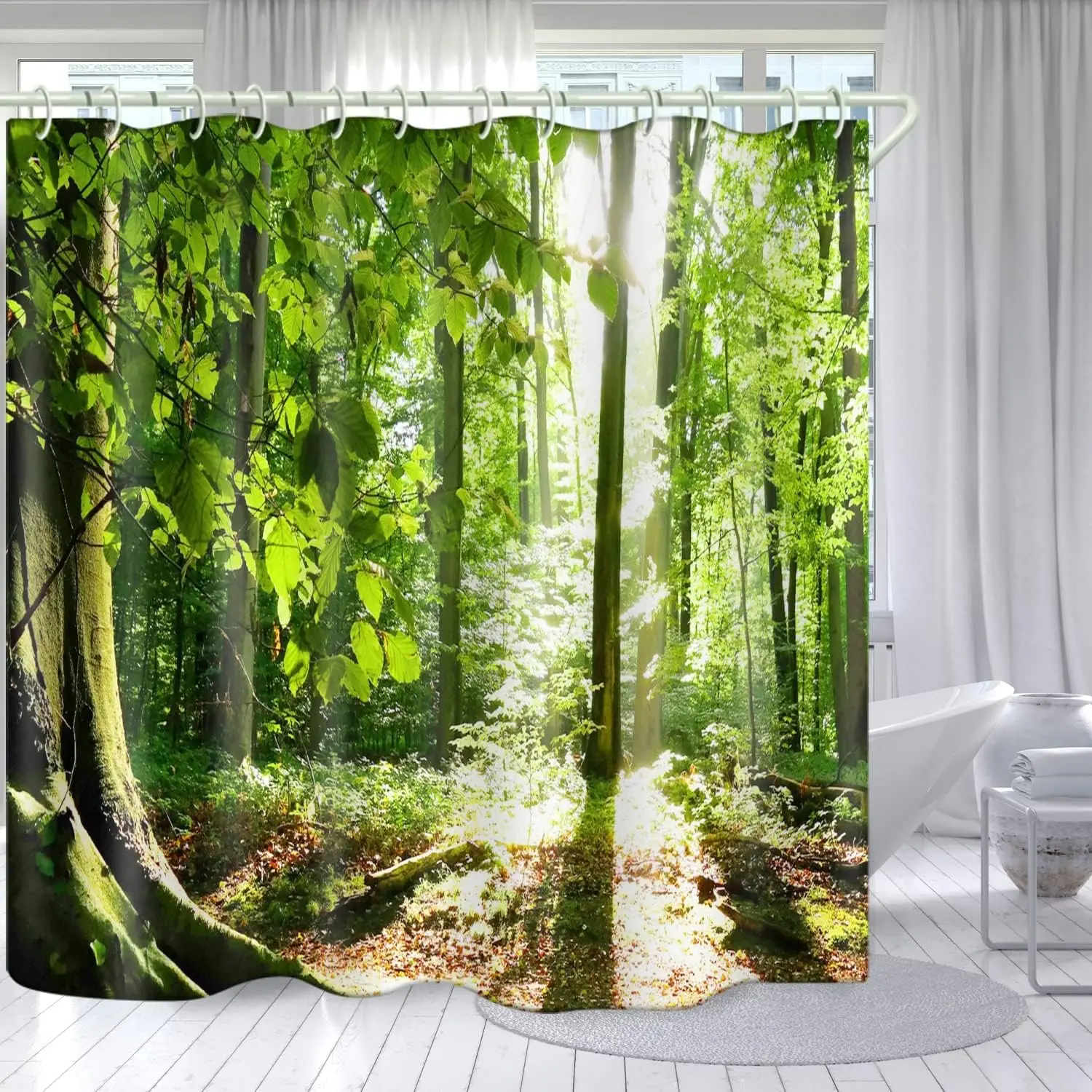 

Bathroom Uses Tropical Rain Forest 3D Shower Curtain, Bathtub Uses Luxury Standard Shower Curtain, Waterproof Washable Fabric Sh