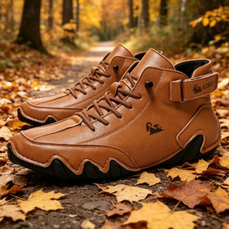

Leather Shoes for Men Casual Sneakers 2025 Waterproof Motorcycle Ankle Boots Italian Brand Men Shoes Luxury High Quality Loafers