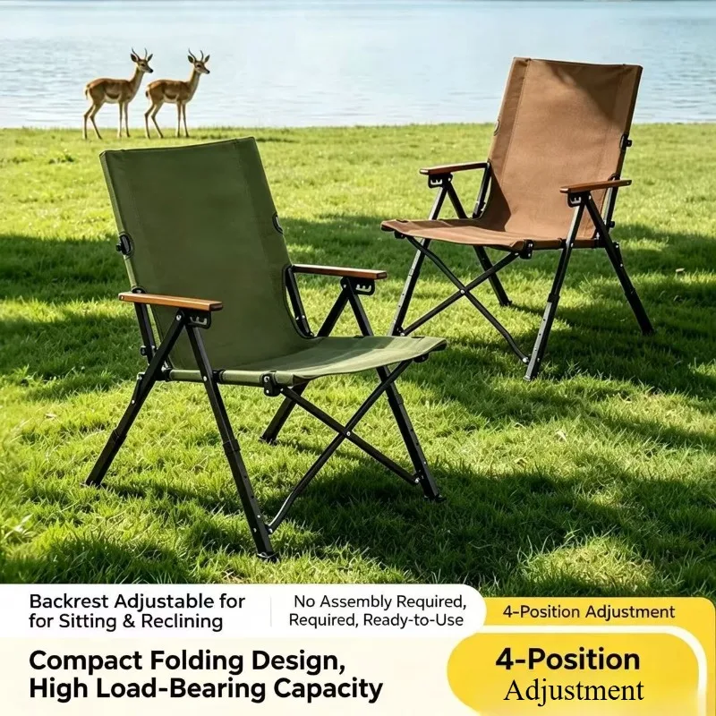 Outdoor Camping Chair Portable Folding Picnic Chair Adjustable Reclining Leisure Chair for Lunch Break Barbecue Fishing Travel