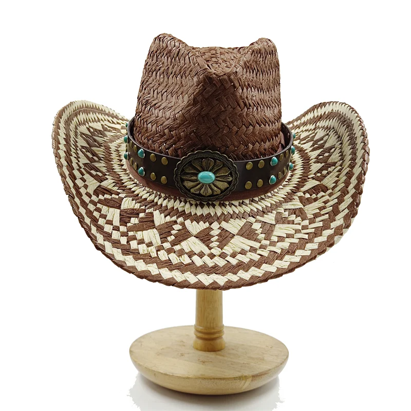 2024 Spring/Summer Spanish Vintage Cowboy Straw Hat Men\'s and Women\'s Hat New Outgoing Sunshade Leisure Versatile Beach Hat