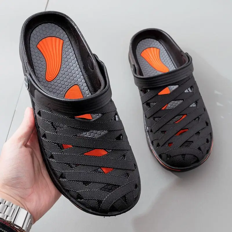 

2026 Latest Men's Breathable Closed Toe Non Slip Sport Running Sandals 2 in 1 Fashion Slippers
