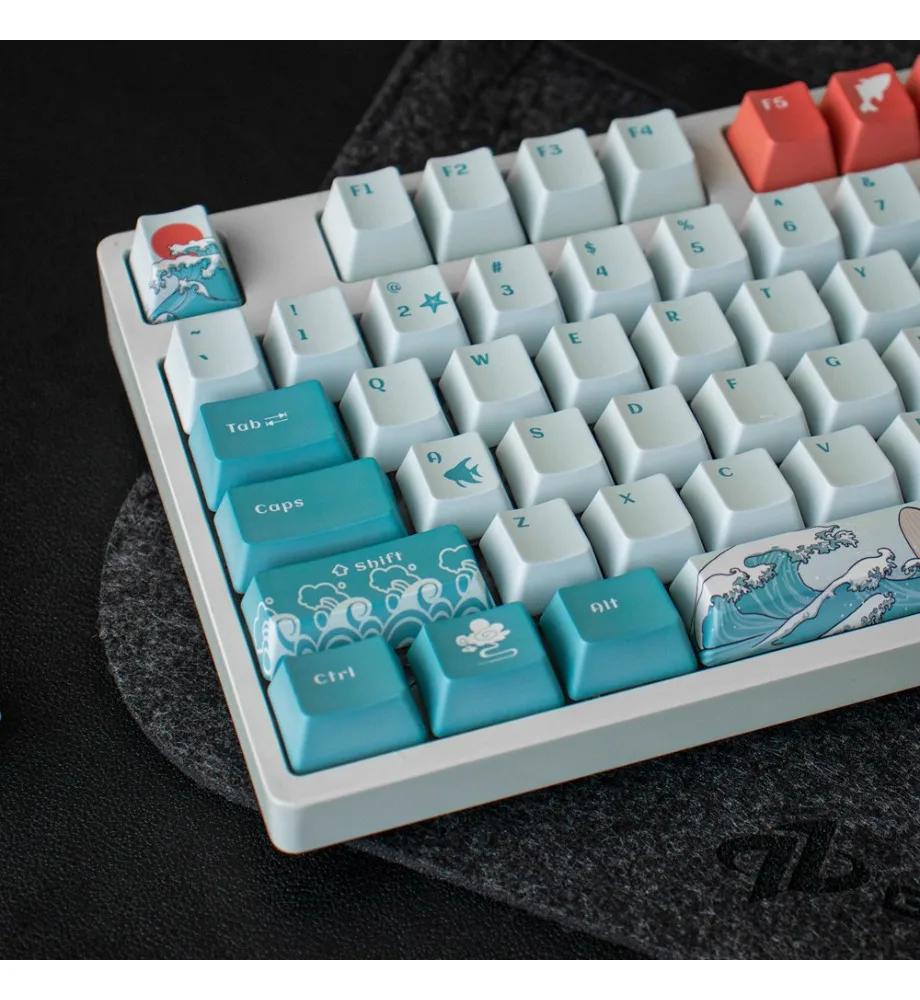 

Keycaps Trend Coral Sea Keycaps PBT Hot Sublimation Blue and White 108 Keys OEM Highly Adaptable Mechanical Keyboard 61/87