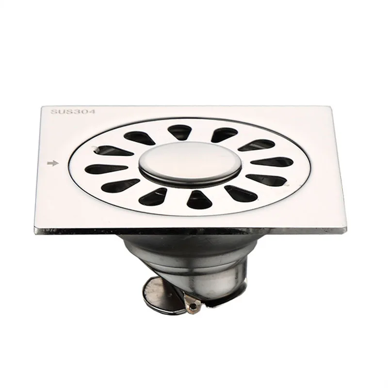 10x10cm Shower Drain 304 Stainless Steel Floor Drain Ordinary Bathroom Toilet Kitchen Balcony Dedicated To prevent odor