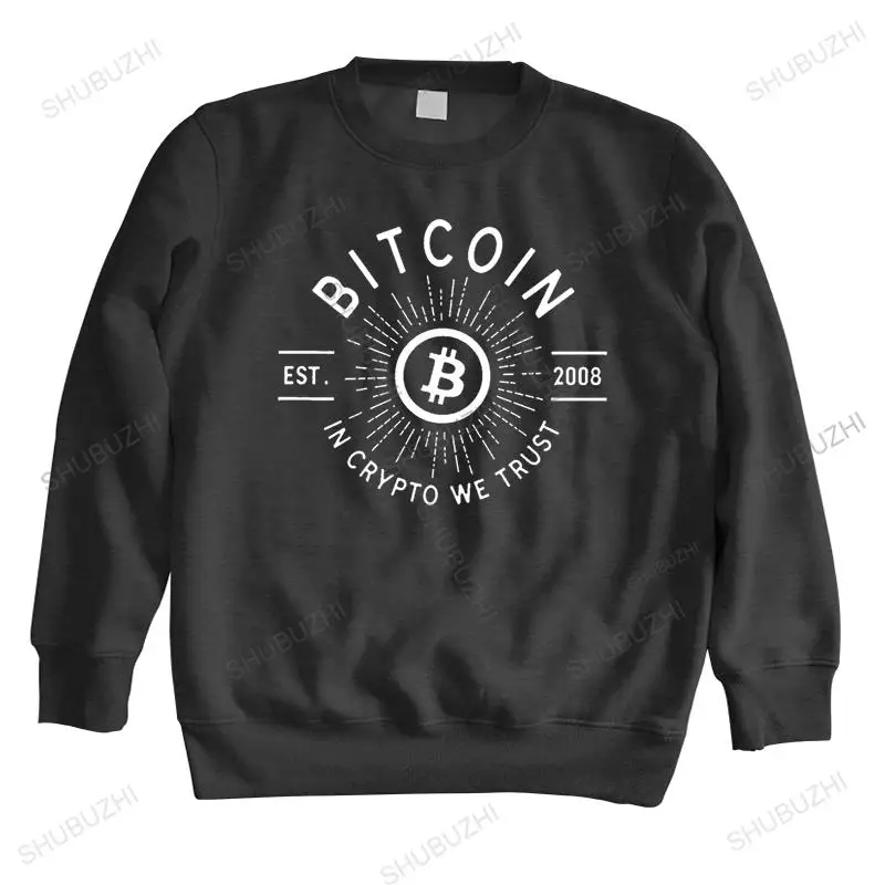 

Vintage Bitcoin Retro In Crypto We Trust hoodies for Men long sleeved Casual hoodie Unique Blockchain BTC Cotton sweatshirts