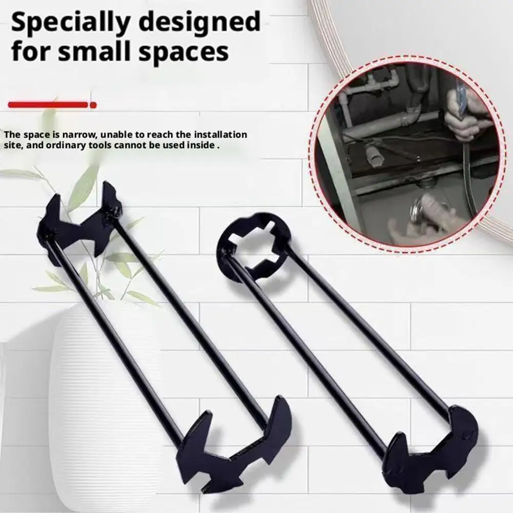 Basin Faucet Wrench Plumbers Wrench Four-Jaw Hex Under Sink Wrench Faucet Tool Multifunctional for Bathroom Kitchen