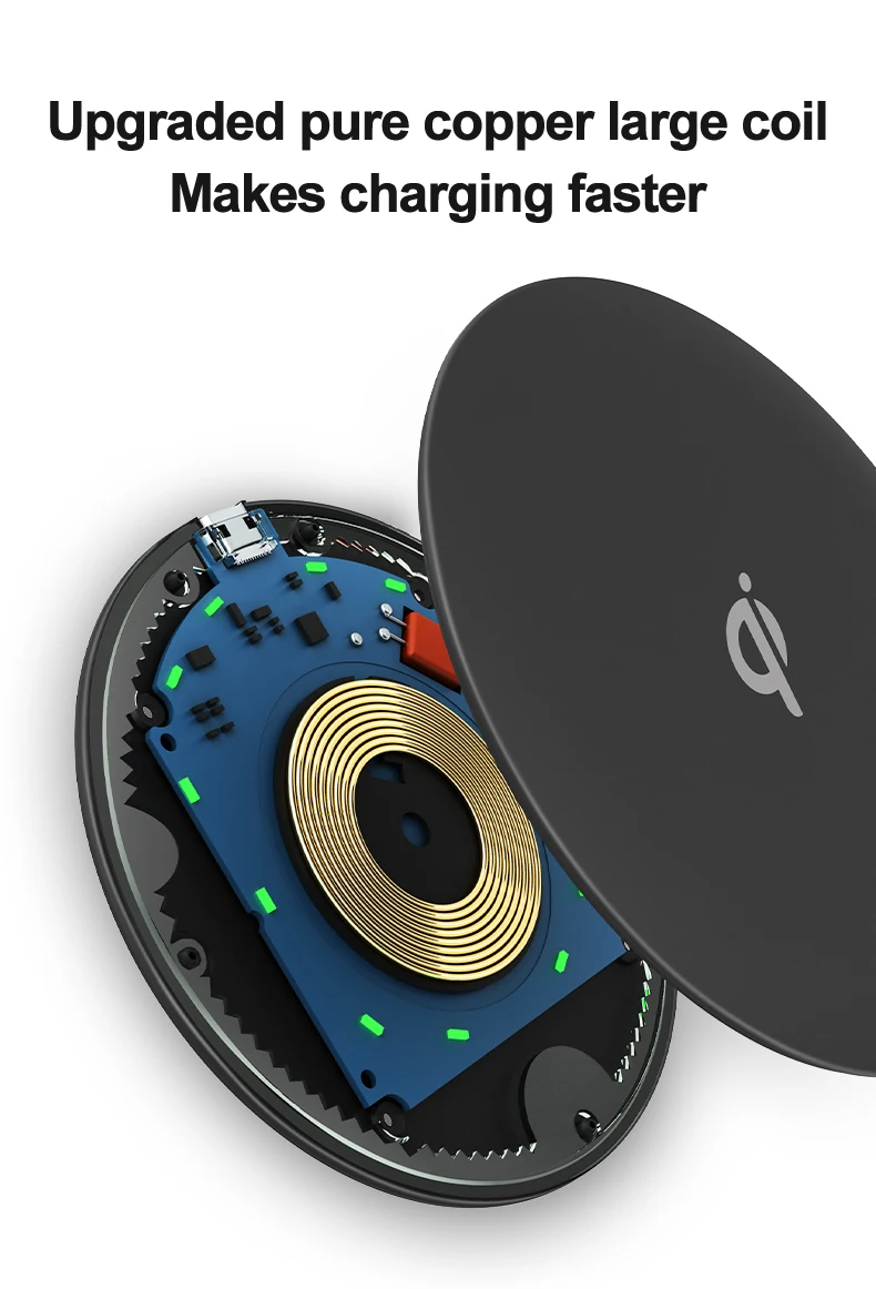 15W Qi Fast Wireless Ladestation Ständer LED für iPhone 16~12 Pro Max Samsung Xiaomi AirPods Pro Ultradünnes Schnellladepad – Detail 5