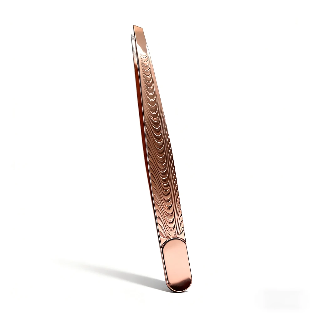 Professional Slanted Precision Tweezers - Heavy-Duty Stainless Steel Non-Slip Grip for Eyebrows Beard False Eyelashes