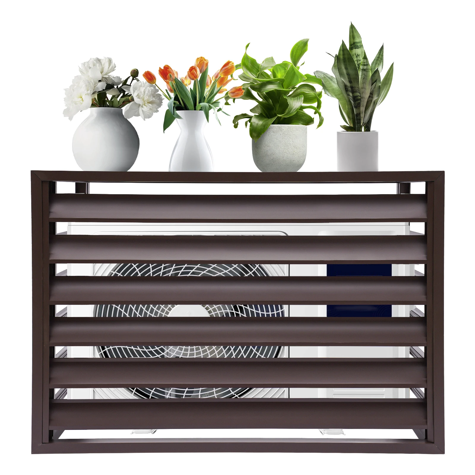 

﻿39.37*19.69*27.56in Air Conditioner Fence for Outdoor Units Free Standing Metal Shutter Decorative Air Conditioner Fence Screen