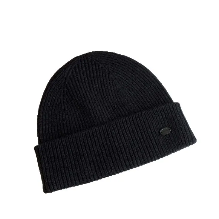 Daily Wear 100% Australian Wool Ribbed Cuff Knit Beanie Hat Beige Brown Red Light Blue Dark White Women Warm Cozy Classic