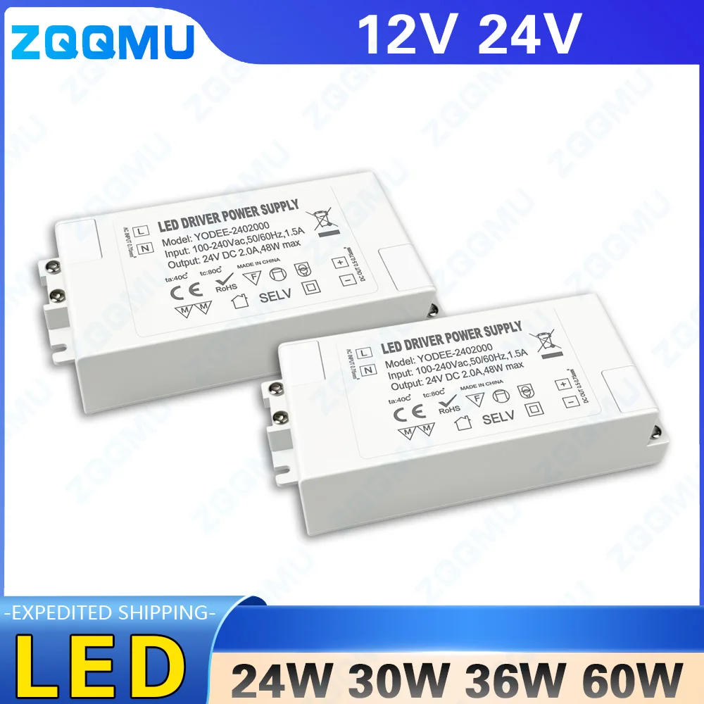 

LED Driver 12V 24V Constant Voltage Drive Power Supply 10W 12W 24W 6W 48W 60W AC100-240V Input Suitable For Various LED Lamps