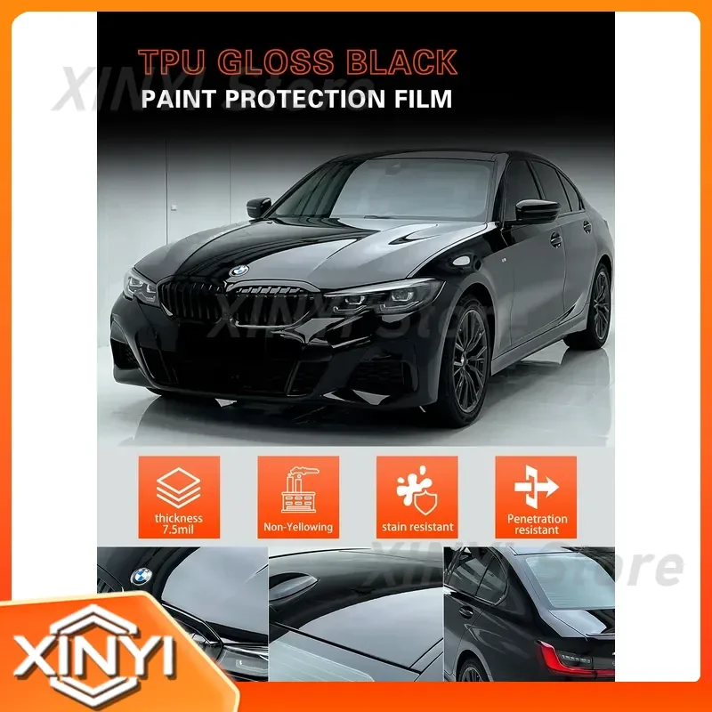 for 6.5mil 7.5mil TPU PPF Film 1.52x15m Gloss Black Hydrophobic Self Healing Paint Protection Car Films