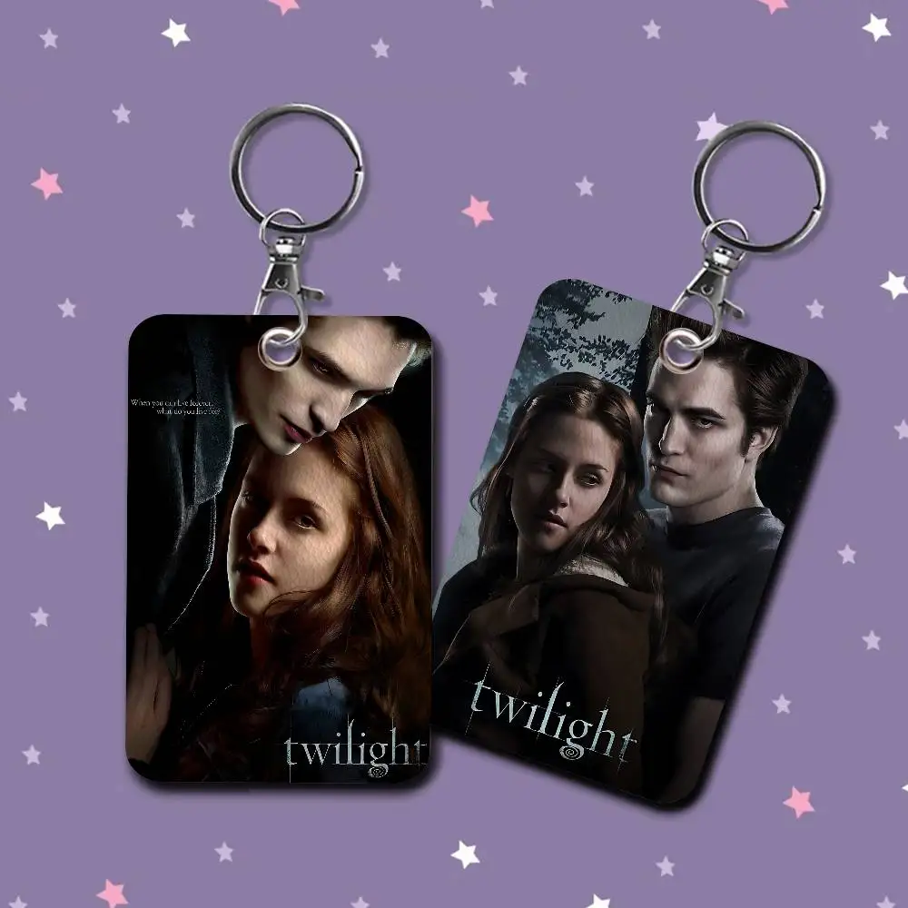 The Twilight movie 1Pc PU Leather Card Holder Keychain Key Ring Door Lock Access Tags ID Card Case Keychain Card
