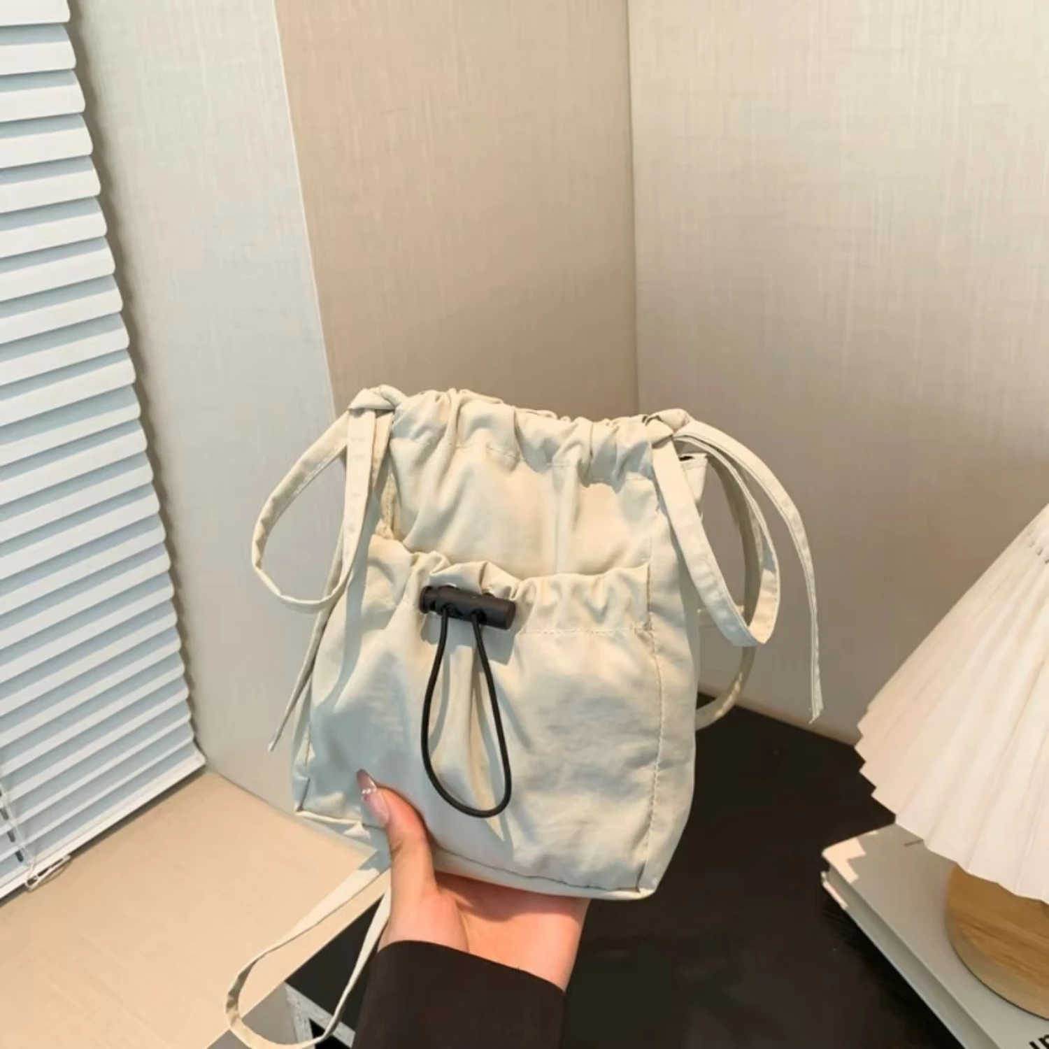 

여성용 대용량 숄더백, 간편한 다목적 재사용 토트백, 휴대폰 지갑 파우치, 드로스트링 크로스바