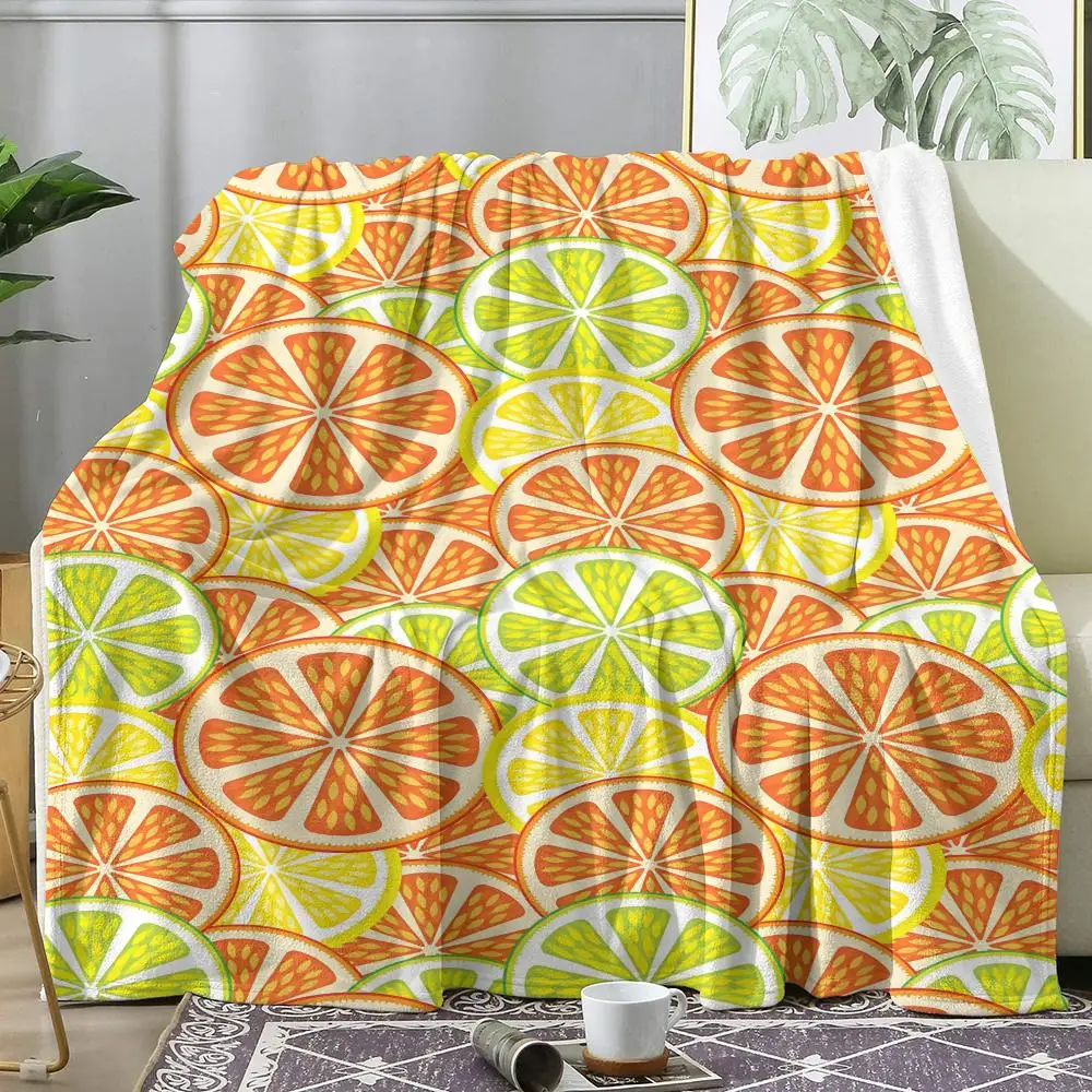 Citrus Fruit Throw Soft Flannel AC Blanket Lightweight Summer Nap Throw Cozy  Blanket for Sofa Bed Travel Home