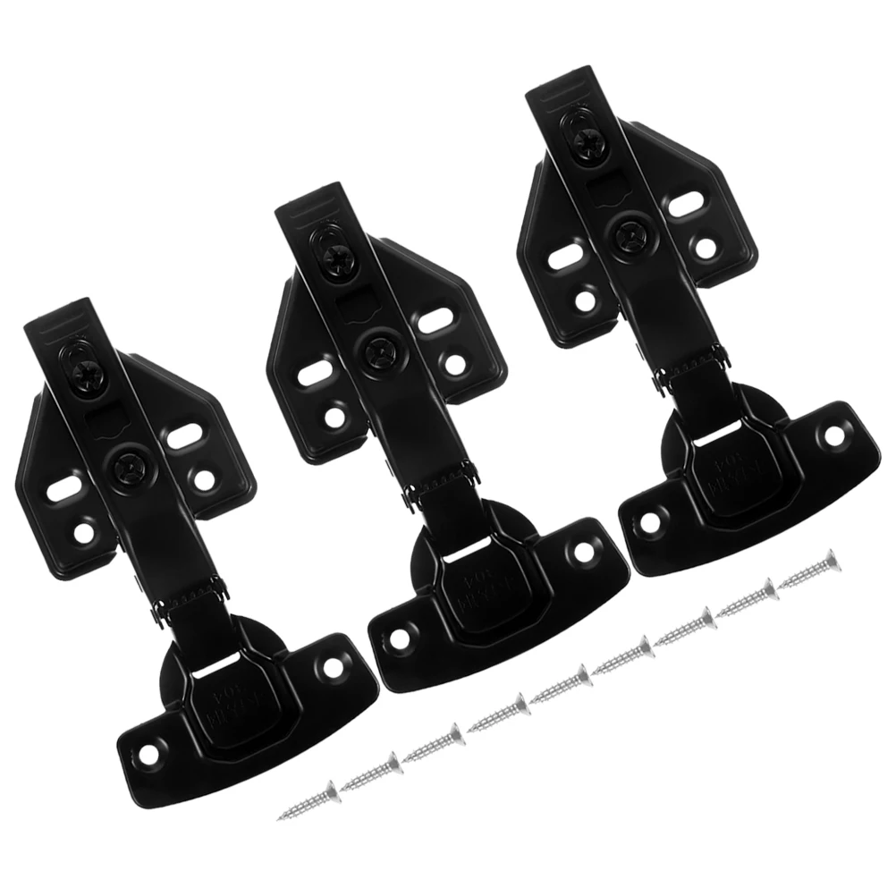 

3pcs Closing Slow Buffer Black Cabinet Hinges Stainless Steel Kitchen Furniture Soft Close Cabinet Hinges Soft Damping