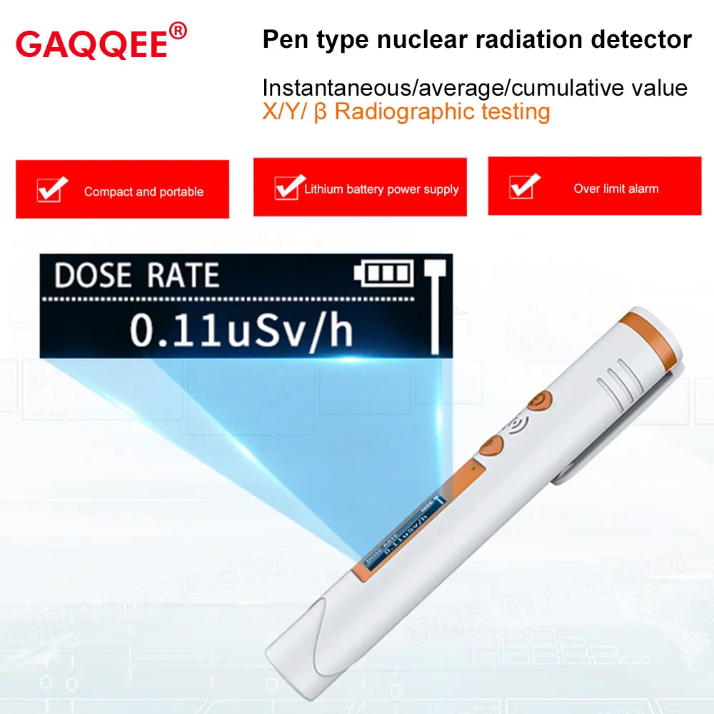 Detector de Radiação Nuclear Portátil Contador Geiger Portátil Dosímetro Beta Gama tipo de Caneta Hfs-p3