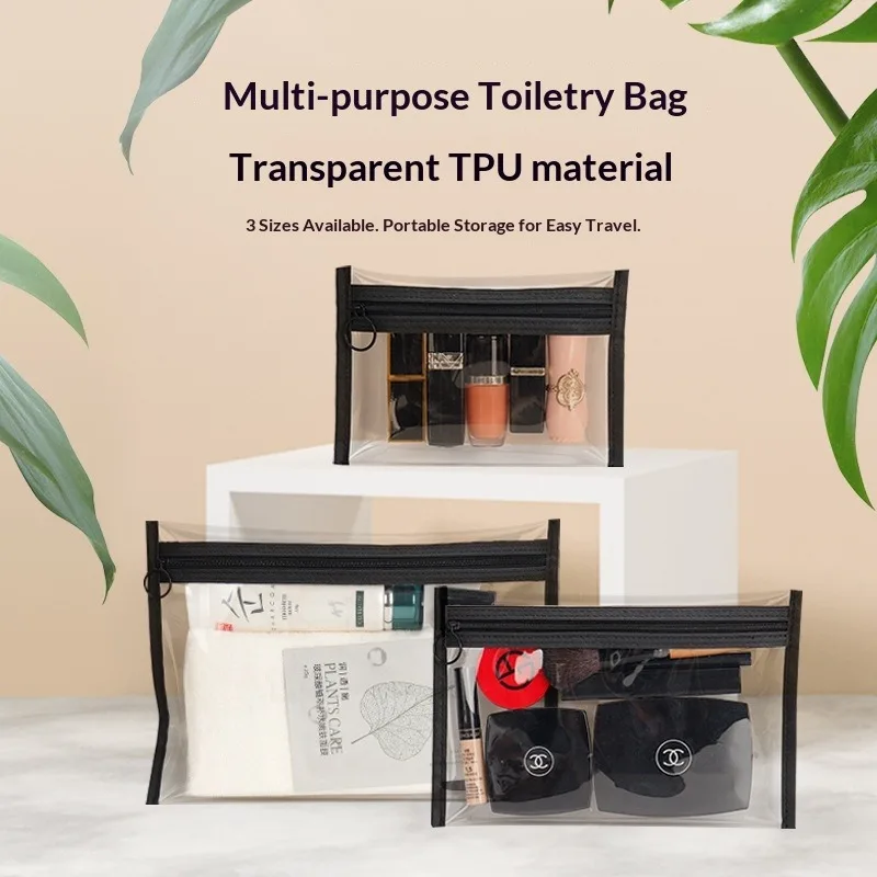 Transparent Travel Makeup Bag, Large Capacity Waterproof Cosmetic Toiletry Organizer, Portable Clear Carry On Bag for Women Men