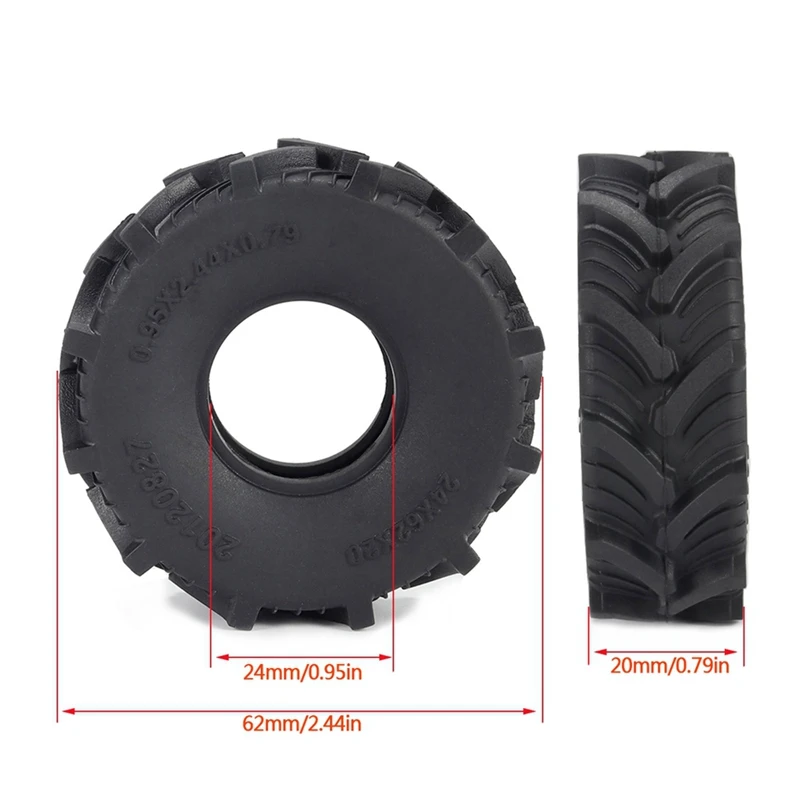 4 PCS 1.0 Mud Terrain Wheel Tire Rubber Tyre 62X20mm Black For Axial SCX24 AX24 FCX24 TRX4M 1/18 1/24 RC Crawler Car Parts