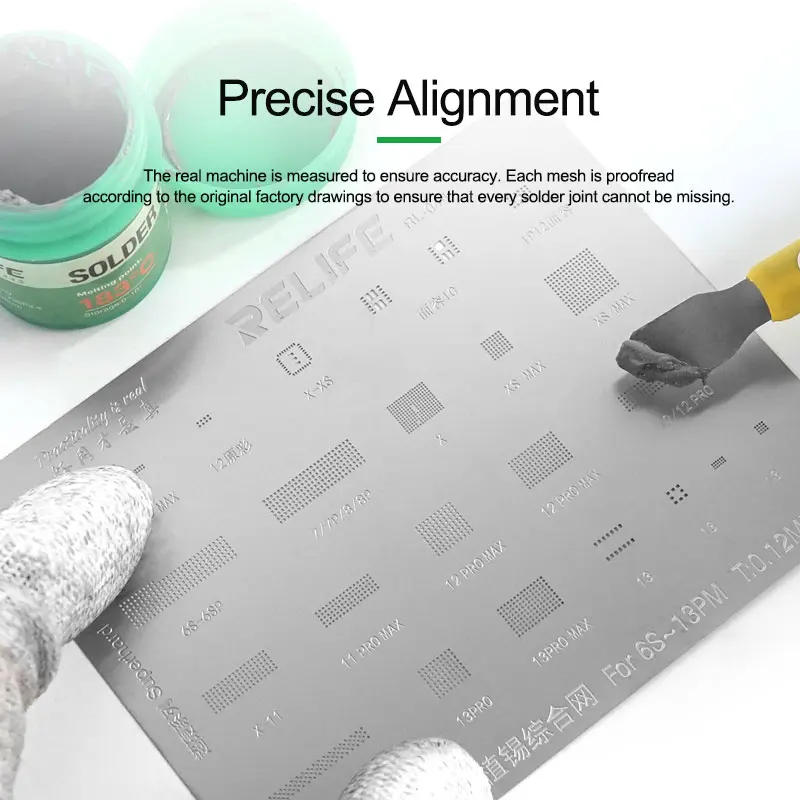 BGA Reballing Stencil Dành Cho Iphone 6S/6SP/7/8P/X/XS/XSMAX/11Pro/12/12Pro Max/12Mini/13/13Pro Max/13MINI Màn Hình LCD Cảm Ứng IC Sửa Chữa
