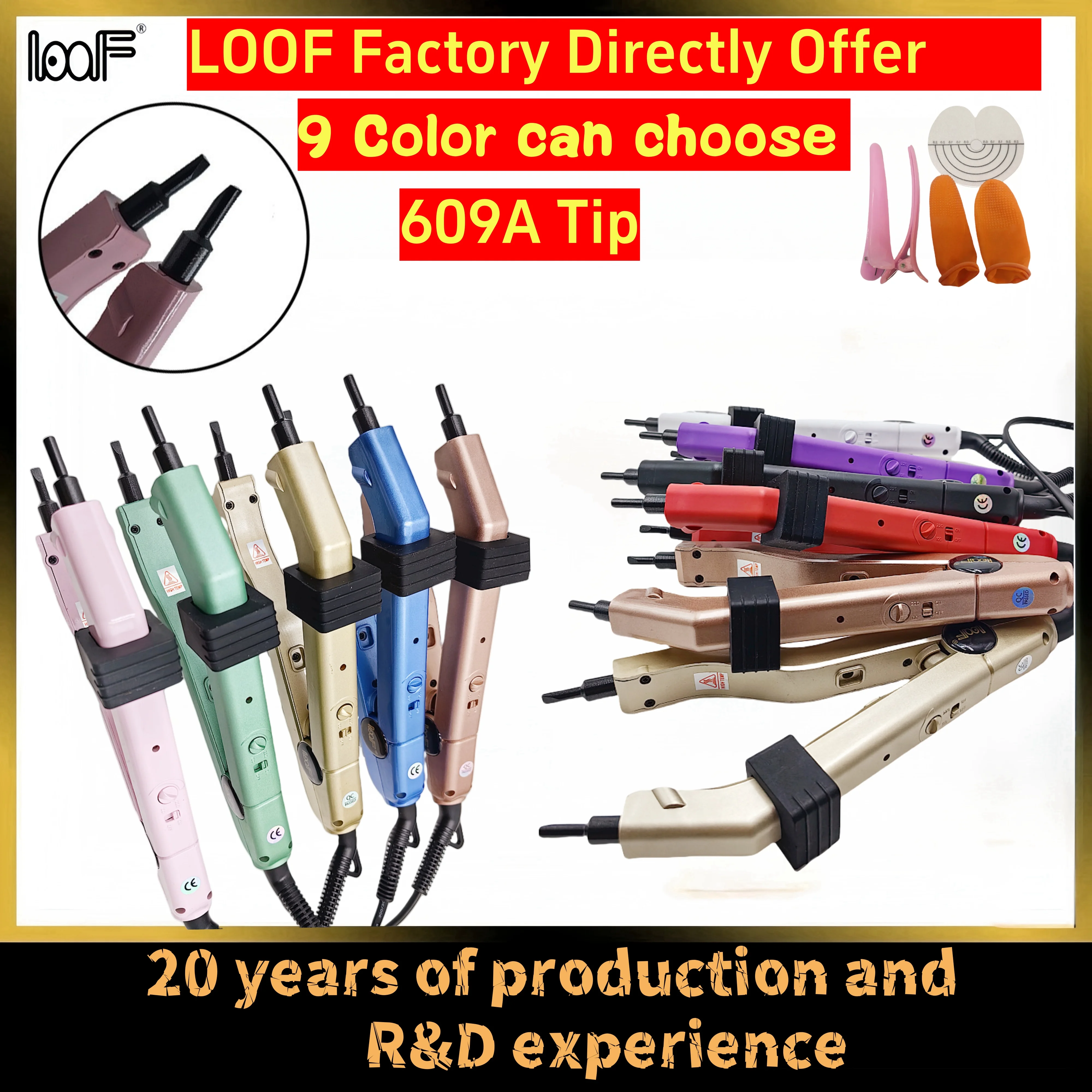 Oferta de fábrica, a mais recente ferramenta de extensão de cabelo de queratina ajustável 609A Ferro de extensão de cabelo de fusão de ligação de queratina