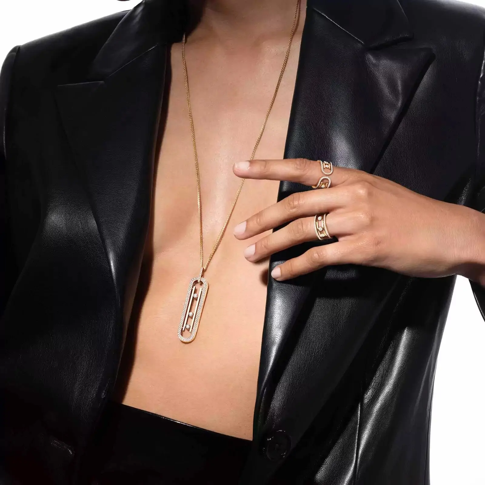 Light Luxury Messik - Style Pure Silver S925 Elegant MOVE Series Personalized Trendy Hollow Diamond Set Ring