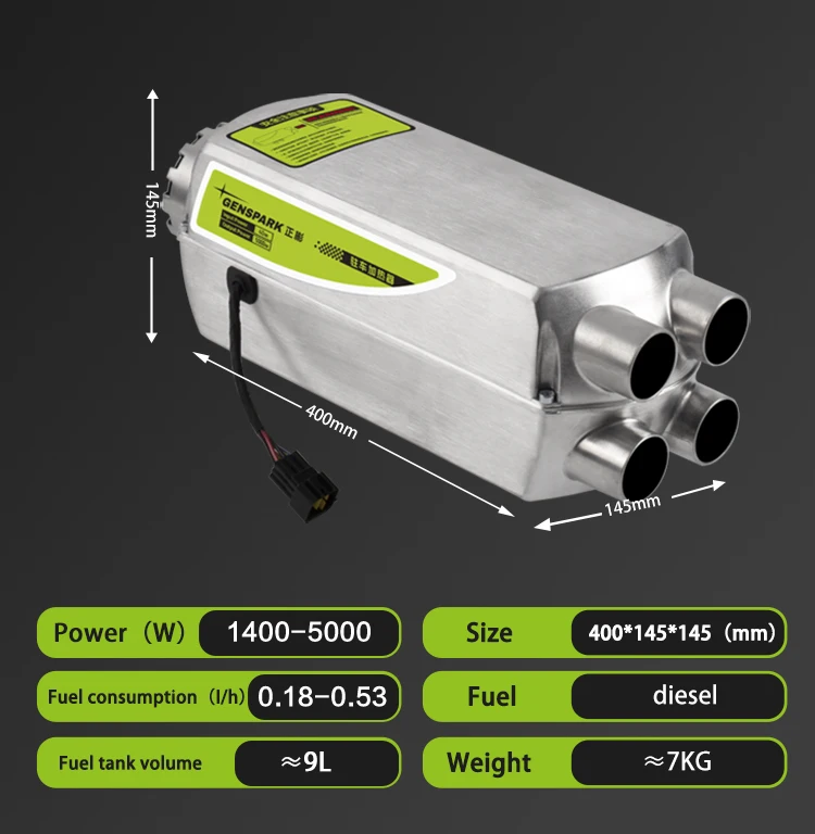 Calentador de coche RV 5KW 12V 24V, calentador de aire diésel todo en uno para estacionamiento con Control remoto para autocaravana y barco
