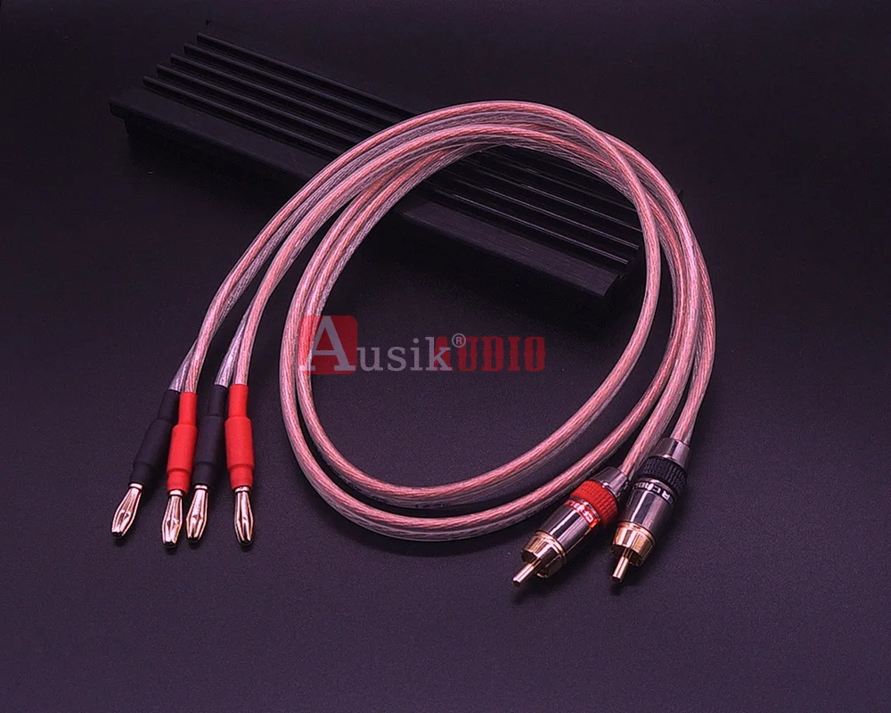 1Pair HIFI RCA to 2 Banana Speaker Cable Audio-cable for Amplifier/ 1.5m 2m 3m 5m AS070