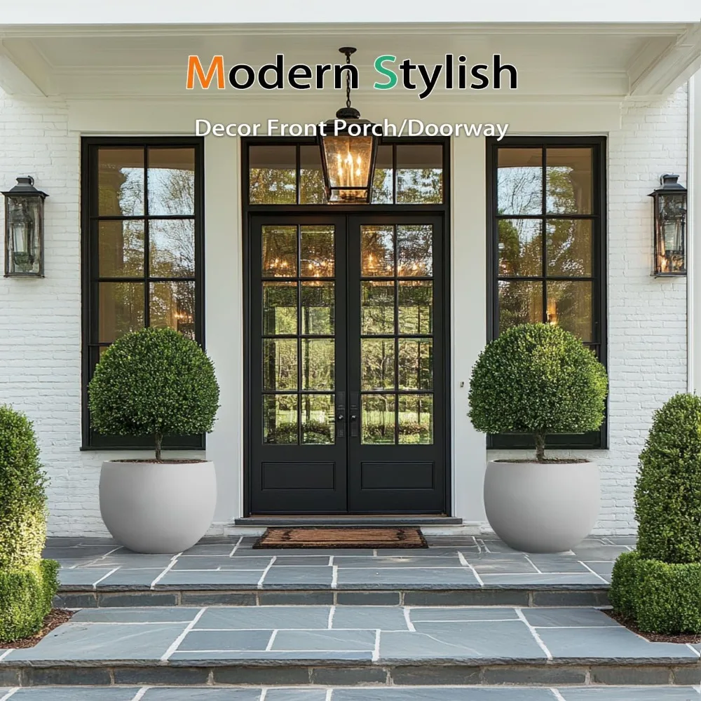 Große graue hohe Pflanztöpfe aus Zement für Bäume im Innen- und Außenbereich, Blumen – 45,7 cm langlebige Betonpflanzgefäße