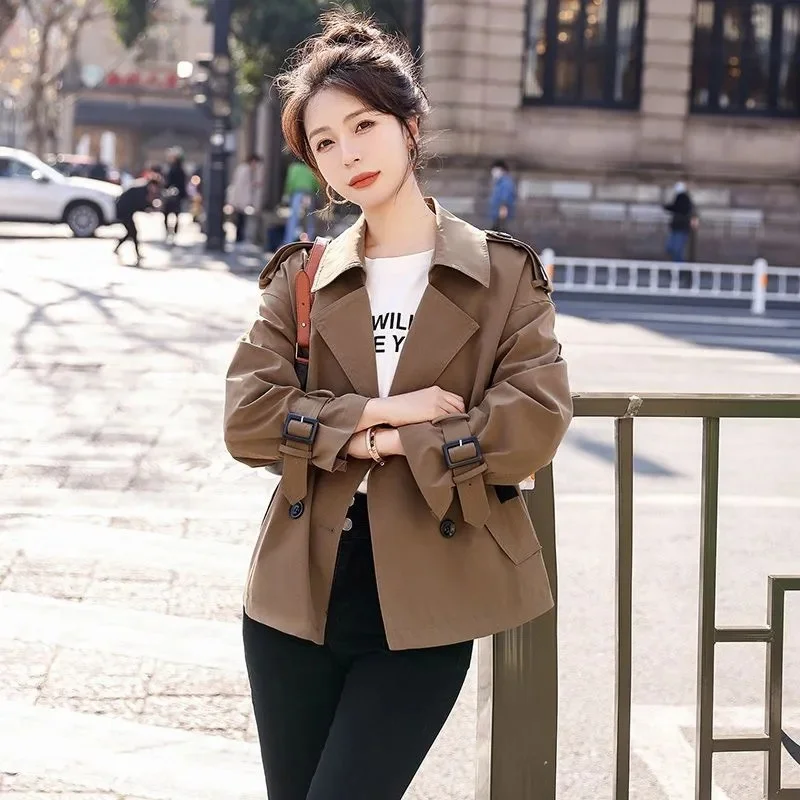 

Short Windbreaker Jacket For Women Spring 2024 New Small Stature British Style Temperament Jacket Versatile Casual top Commuting