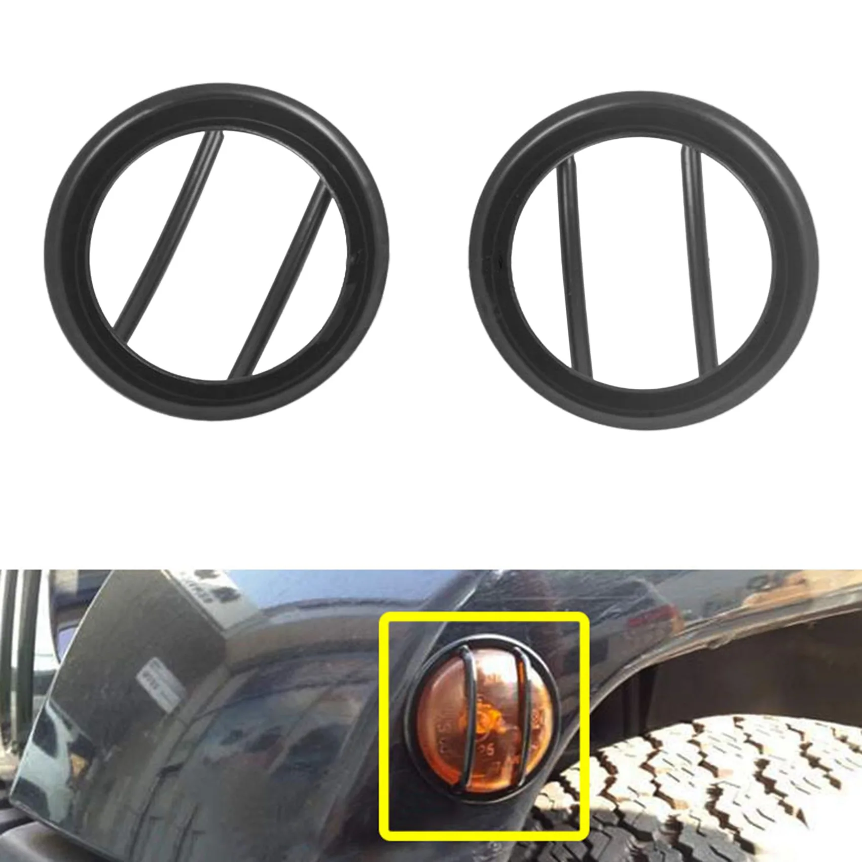

for Jeep Wrangler JK 2007-2017 Wheel Eyebrow Lamp Turn Signal Light Protector Cover Car Accessories—L48A
