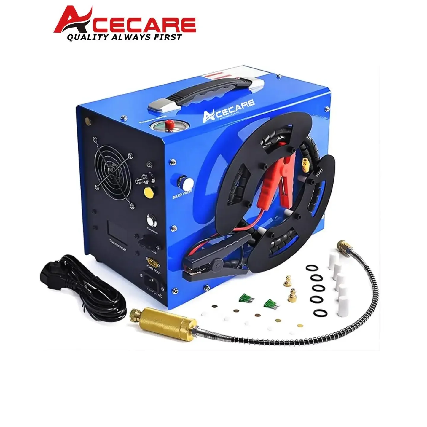 ACECARE 4500Psi Compressor de ar portátil PCP 300Bar Compressor de parada automática de alta pressão com adaptador de alimentação portátil de 12V