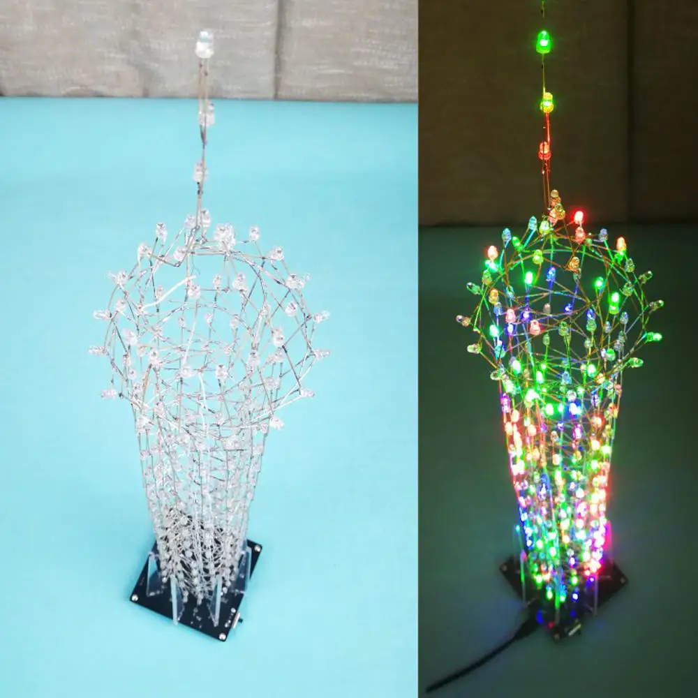 DC 5V DIY Macau Tower LED Light Cube Wireless Remote Control Music Spectrum 16 Offline animation Electronic Parts Kit