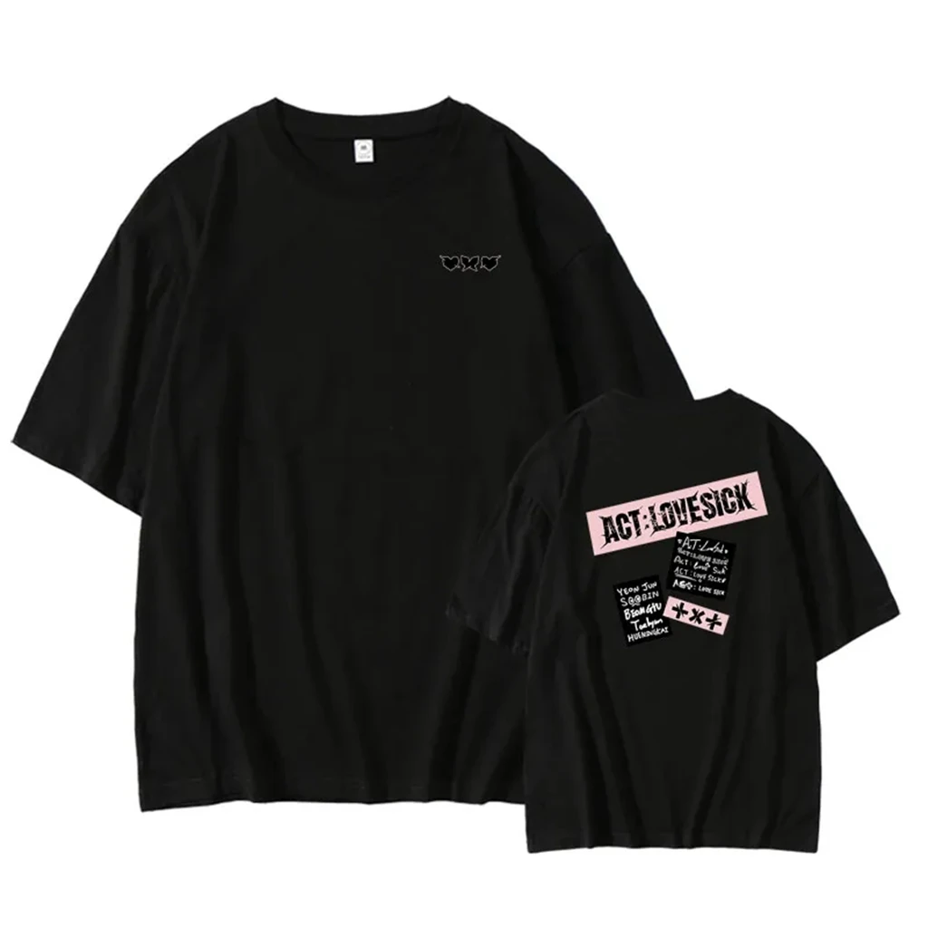 kpop 2024 Txt ACT SWEET MIRAG Tour Concert Y2K T-Shirt Top Cotton Loose Short Sleeved Hip Hop Wrap Harajuku Casual Summer TopTee