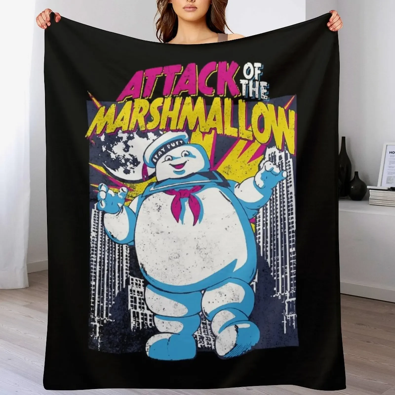 A.ttack Of The Marshmallow - Ghostbusters Throw Blanket Camping christmas decoration Weighted Blankets