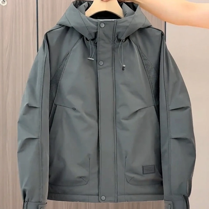 

Autumn and Winter Men's Loose Workwear Hooded Cotton-padded Jacket Youth Zipper Thin Coat Trendy Casual and Versatile Men's Coat