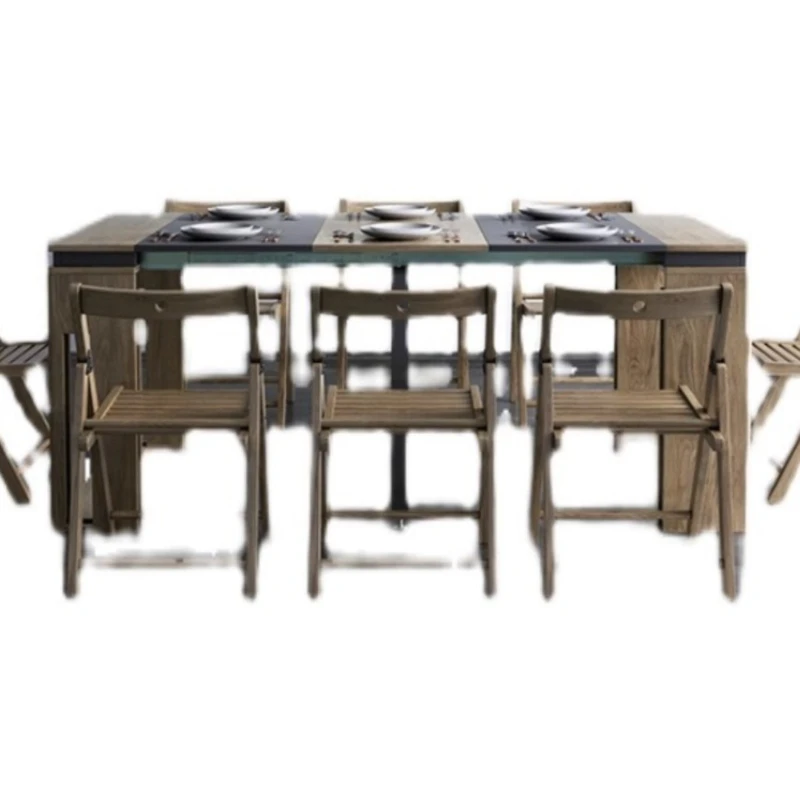 

Nordic folding telescopic dining table, side cabinet integrated multi-functional household small apartment invisible furniture