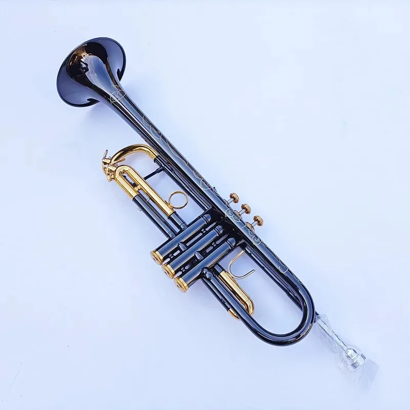 New Sell Professional  Bb Trumpet Black Nickel Gold Plated Yellow Brass Instruments Bb Trumpete Popular Musical Inst