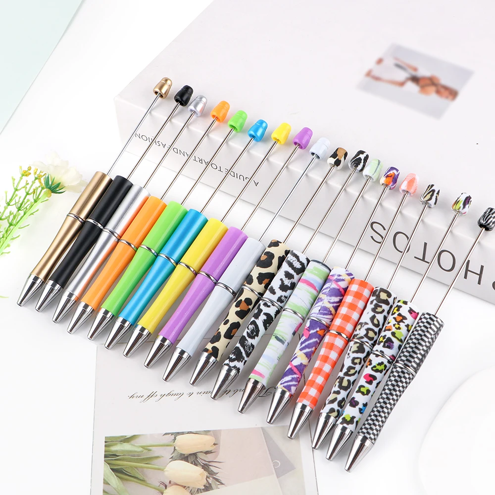 5pcs/Lot New Plastic Printing/Solid Color Ballpoint Pen Mashup Set DIY Jewelry School Office Writing Personalized Gifts