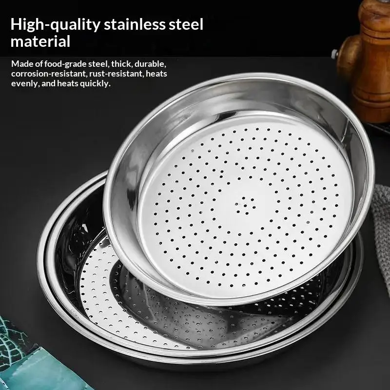 Stainless Steel Steamer Tray Food Grade Corrosion Resistant Even Heat Transfer Long Lasting for Home Cooking Steaming Buns Seaf