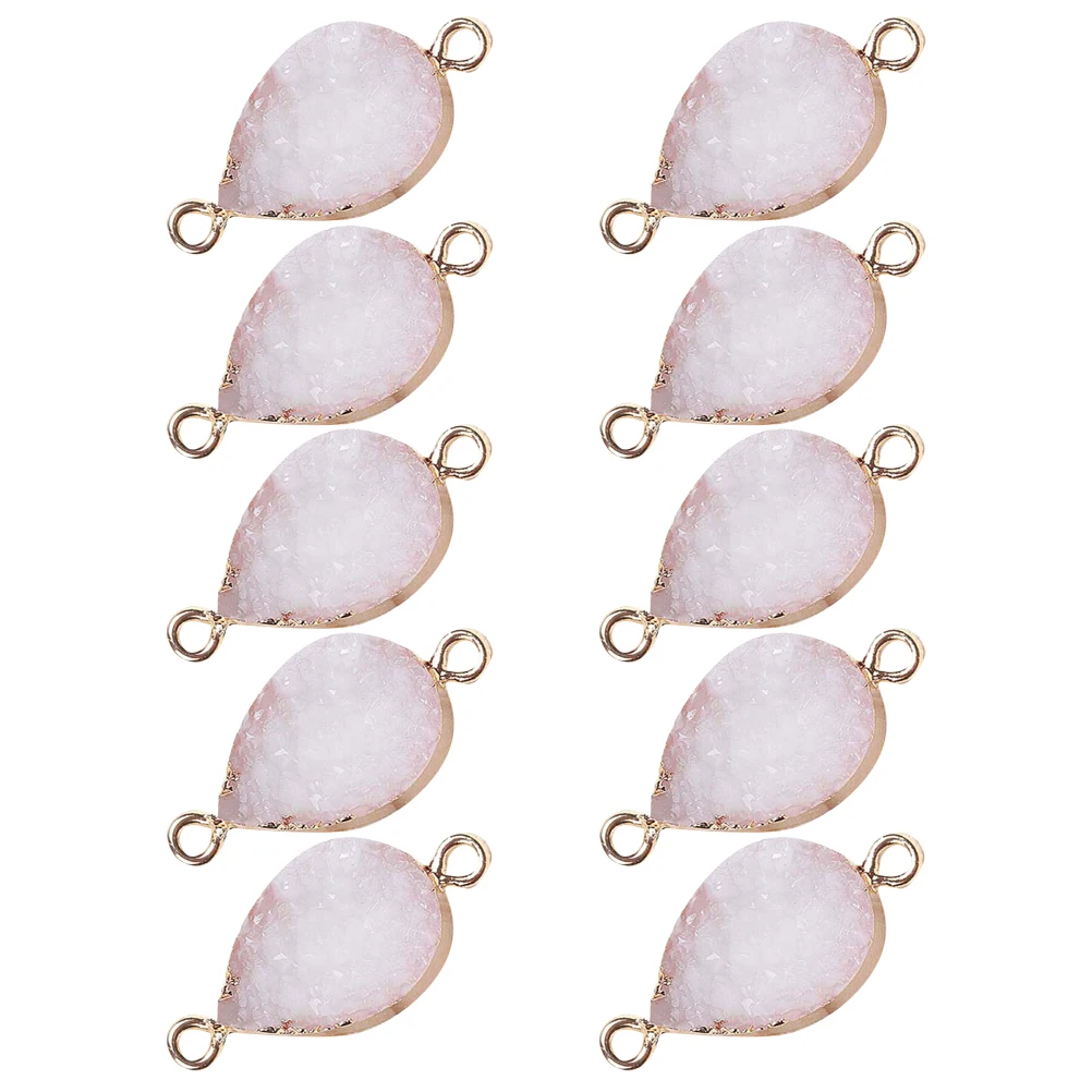 

10 Pcs Water Drop Pendant DIY Jewelry Embellishments Charms Crystal Double Hook Druzy Stones for Making Necklace Boho