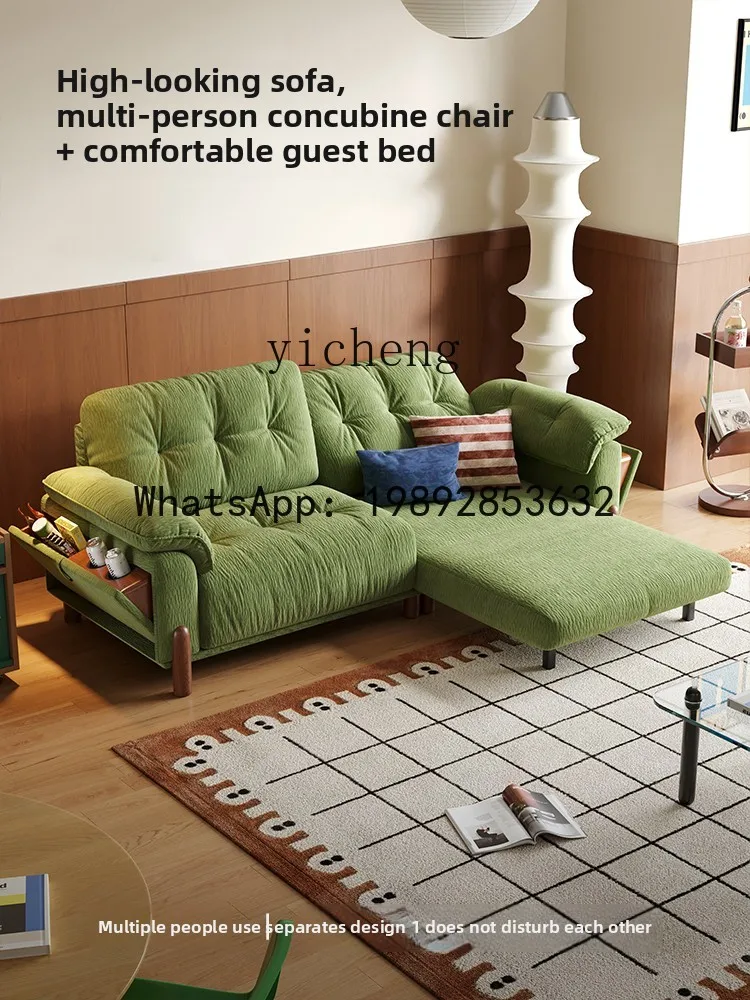 sofa bed log wind folding dual-purpose small apartment with storage solid wood multi-functional sofa