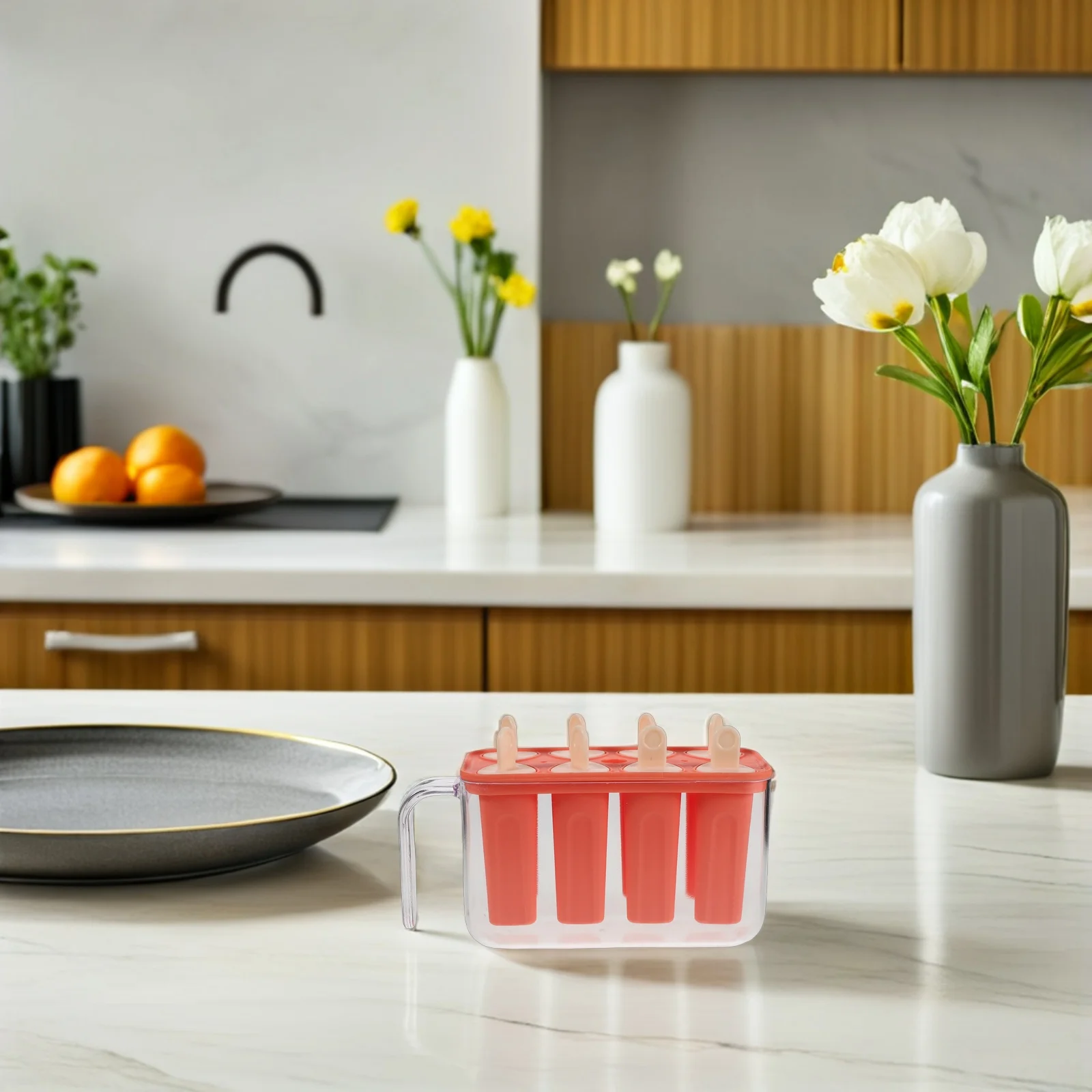 

8-Cavity Ice Pop Molds Food Safe Bpa-Free Reusable Maker for Homemade Gelato Jellies Ice Cubes Party Freezer