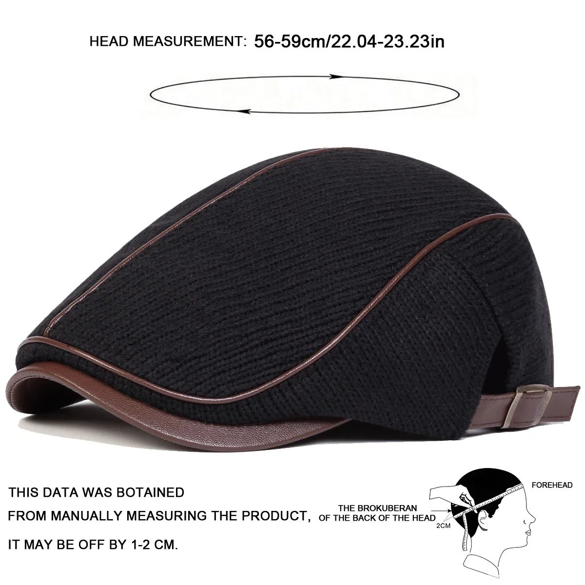 Men Autumn and Winter Warm Knitting Newsboy Caps British Painters Hats Side Buckle Adjustable Flat Cap Hip Hop Berets